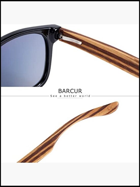 Wood Sunglasses Polarized UV Protection Black Walnut Zebra Wooden Arms Frame